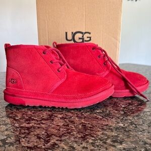 UGG Red Suede lace Booties 5 EUC